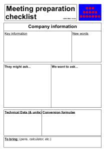 preparation sheet